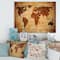 Designart - Ancient Map of The World XI - Vintage Canvas Wall Art Print